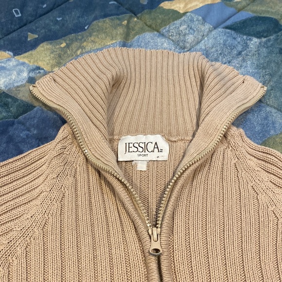 Jessica Sport Zip-Up Hoodie Womens Small Tan Worn Excellent Condition - Picture 2 of 7